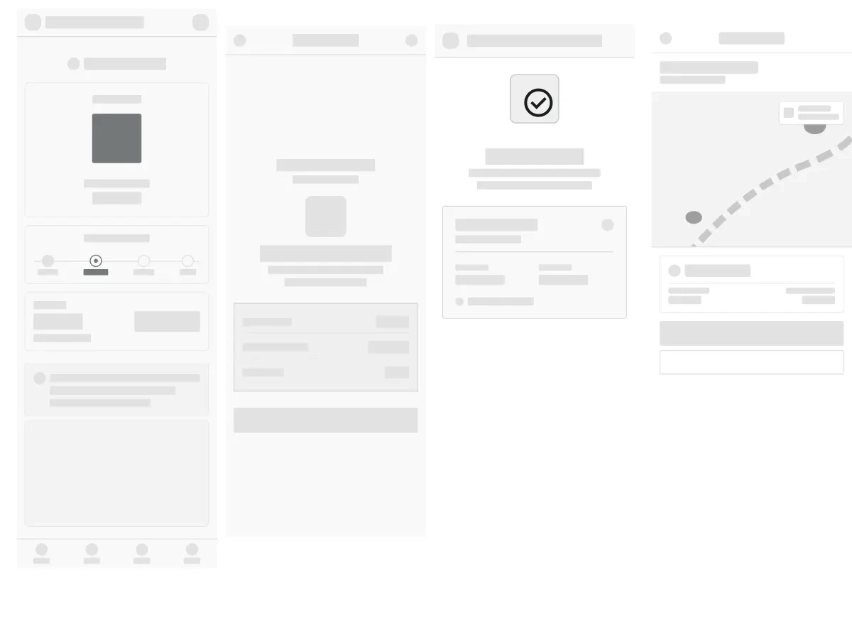 Low-fidelity wireframes exploring layouts for the live queue tracking screen.